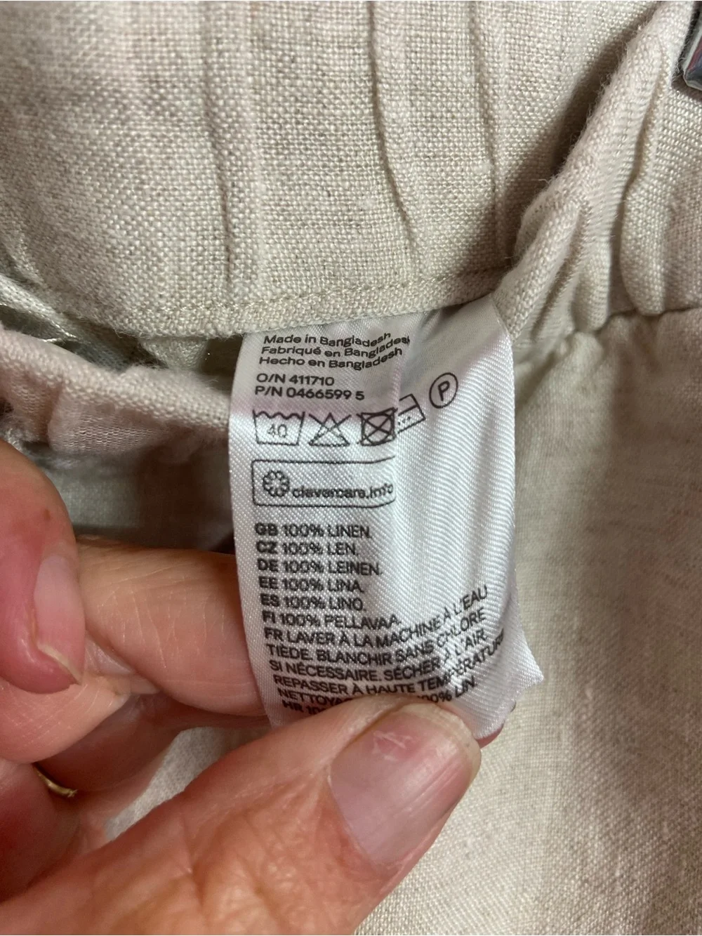 H&M Linen Drawstring Pants - Natural Cream